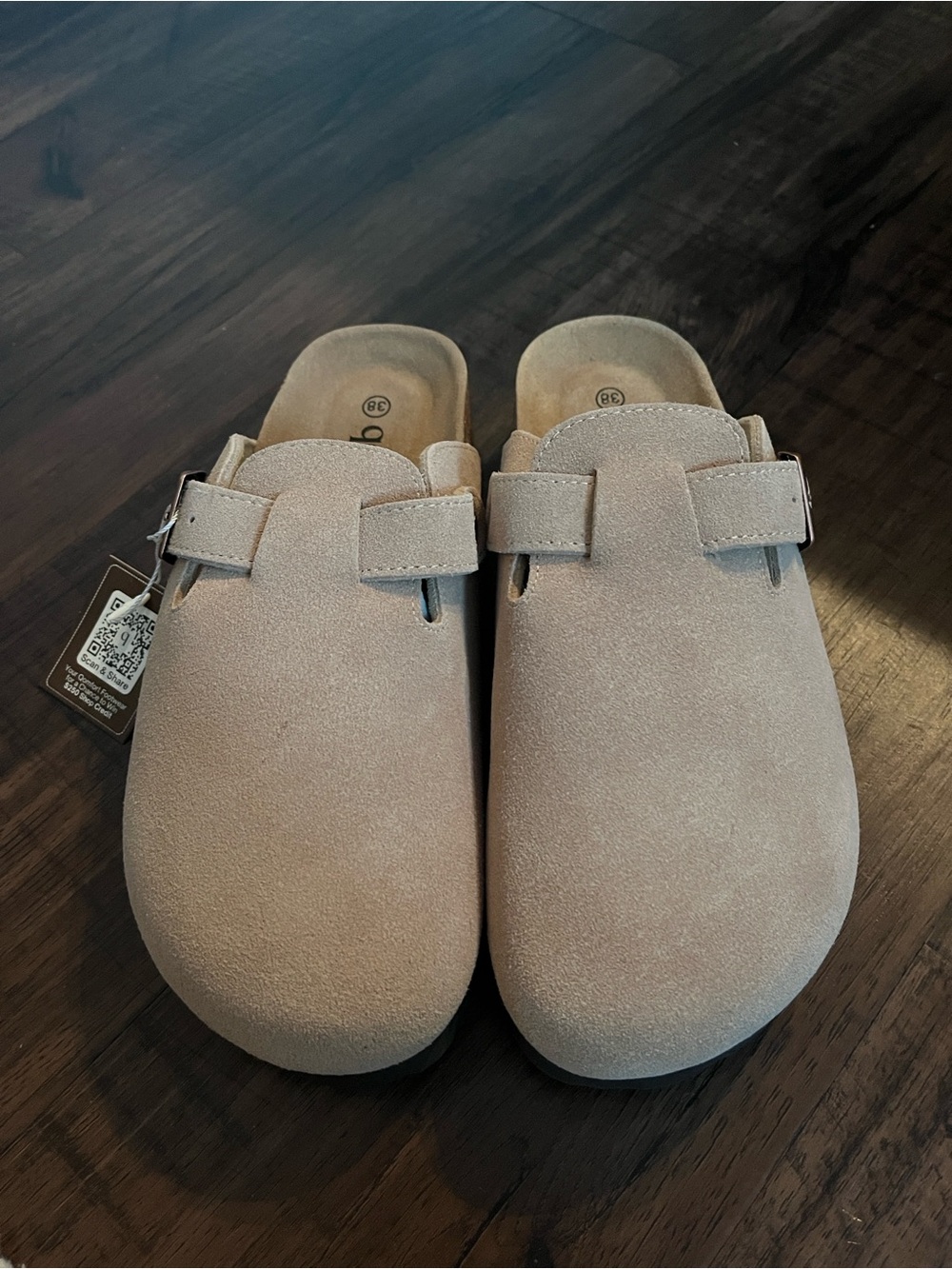 Women's Suede Slip-On Clogs in Light Beige